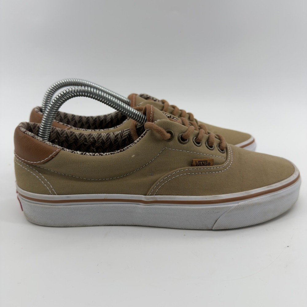 Vans Era 59 C&L Khaki Tan Canvas Leather Skate Shoes Mens 8 Womens 9.5